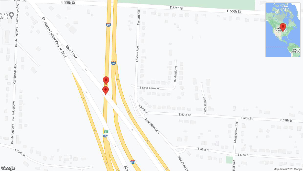 A detailed map that shows the affected road due to 'Broken down vehicle on southbound I-435 in Kansas City' on November 26th at 6:22 p.m.