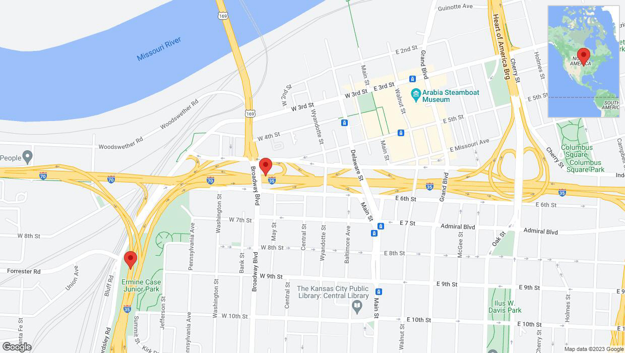 A detailed map that shows the affected road due to 'I-35 South closed in Kansas City' on November 27th at 5:16 p.m.