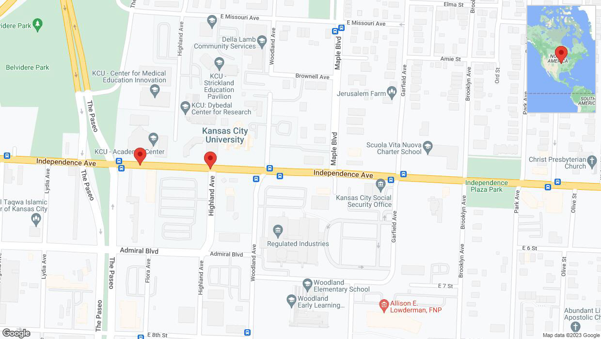 A detailed map that shows the affected road due to 'Independence Avenue/US-24 closed in Kansas City' on November 28th at 12:35 p.m.