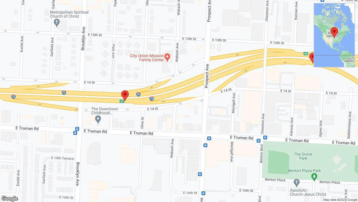 A detailed map that shows the affected road due to 'Park Avenue closed in Kansas City until Dec. 22' on November 27th at 7:32 p.m.