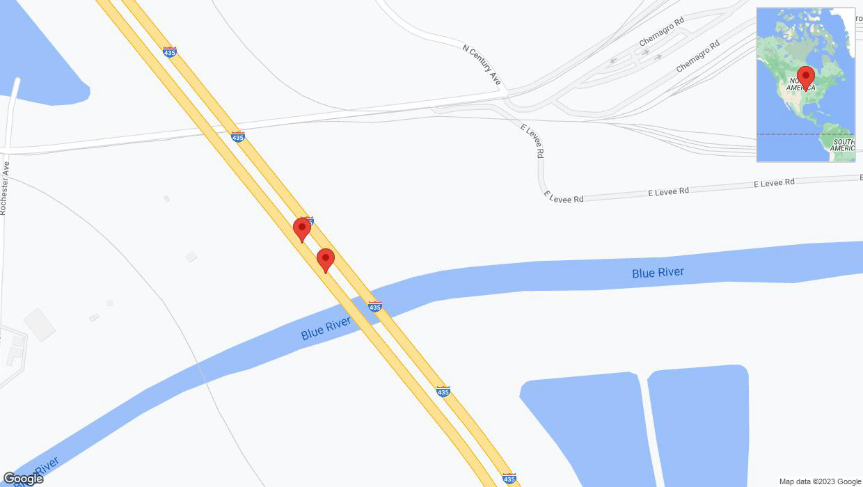 A detailed map that shows the affected road due to 'Broken down vehicle on southbound I-435 in Kansas City' on November 27th at 3 p.m.
