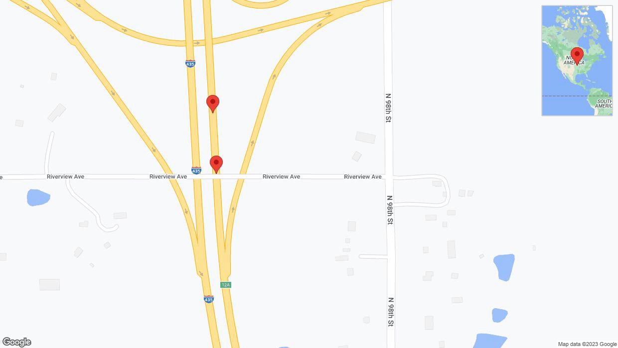 A detailed map that shows the affected road due to 'Broken down vehicle on northbound I-435 in Edwardsville' on November 28th at 3:47 p.m.