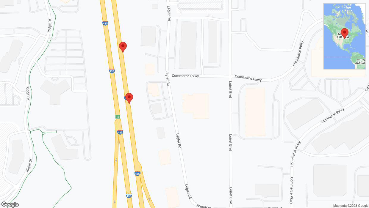 A detailed map that shows the affected road due to 'Warning in Lenexa: Crash reported on northbound I-435' on November 28th at 6:51 p.m.