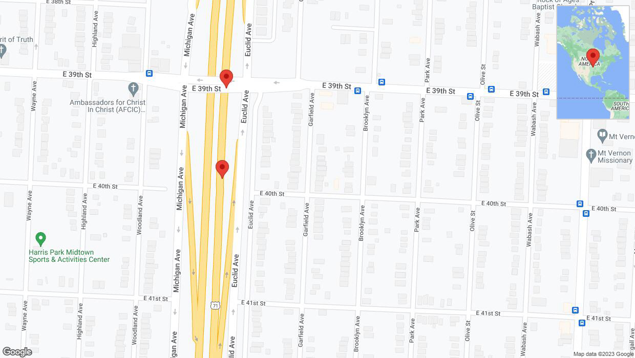 A detailed map that shows the affected road due to 'Warning: Crash on northbound the Bruce R Watkins Expressway/US-71 in Kansas City' on November 29th at 8:40 p.m.
