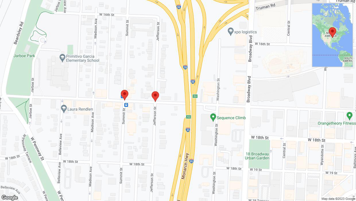 A detailed map that shows the affected road due to 'Summit Street temporarily closed in Kansas City' on November 29th at 12:43 p.m.