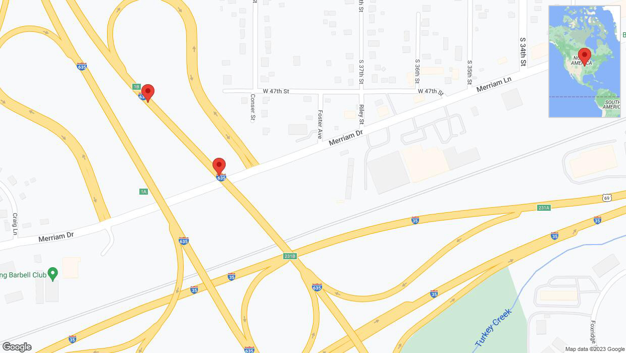 A detailed map that shows the affected road due to 'Broken down vehicle on northbound I-635 in Shawnee' on November 29th at 12:54 p.m.