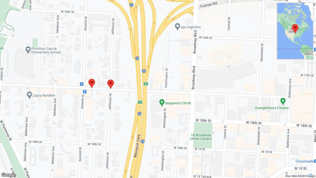 A detailed map that shows the affected road due to 'Kansas City: Jefferson Street closed' on November 29th at 2:17 p.m.