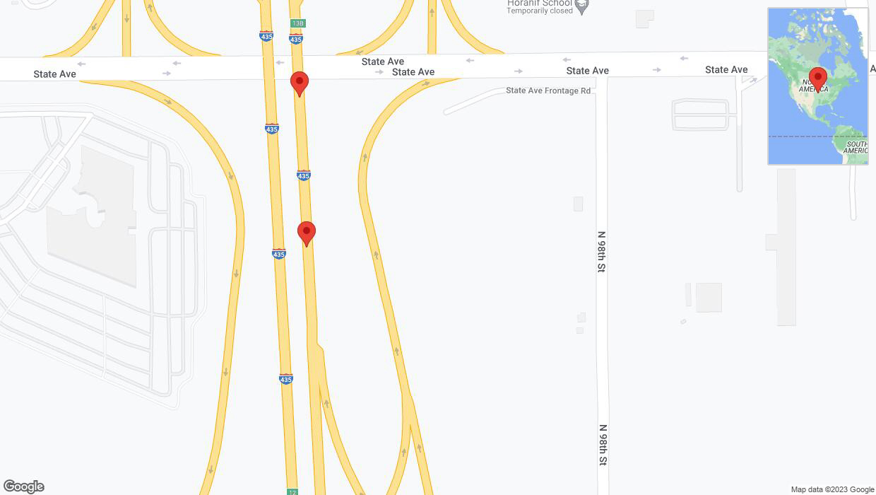 A detailed map that shows the affected road due to 'Broken down vehicle on northbound I-435 in Kansas City' on November 29th at 3:35 p.m.