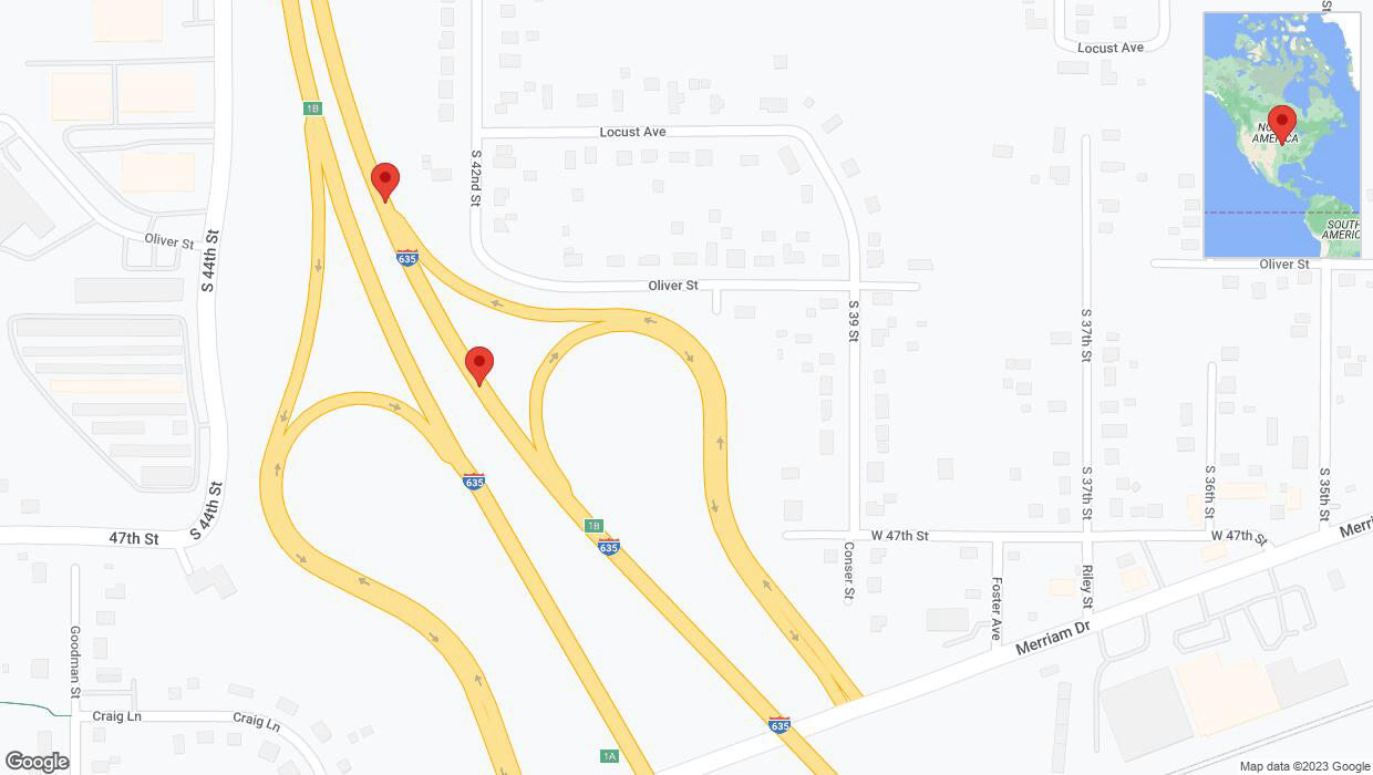 A detailed map that shows the affected road due to 'Broken down vehicle on northbound I-635 in Kansas City' on November 29th at 4:28 p.m.