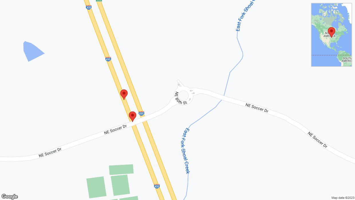 A detailed map that shows the affected road due to 'Warning in Kansas City: Crash reported on southbound I-435' on November 29th at 6:10 p.m.