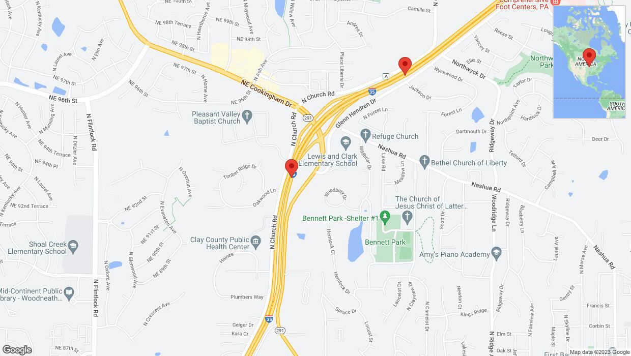A detailed map that shows the affected road due to 'Warning: Crash in Liberty' on November 30th at 4:44 p.m.