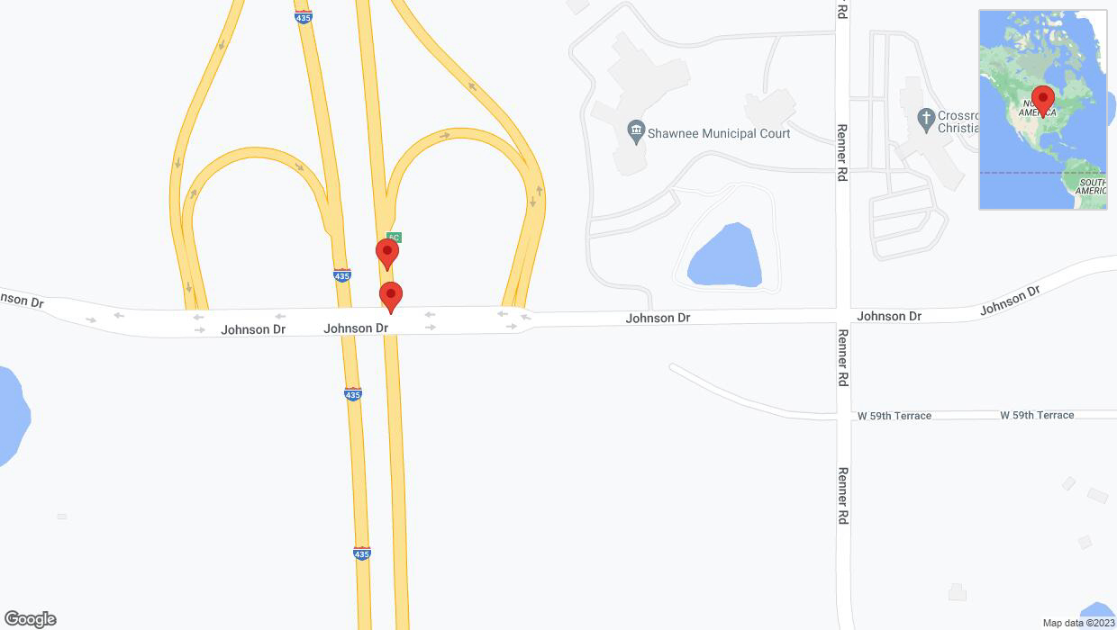 A detailed map that shows the affected road due to 'Broken down vehicle on northbound I-435 in Shawnee' on November 30th at 5:19 p.m.