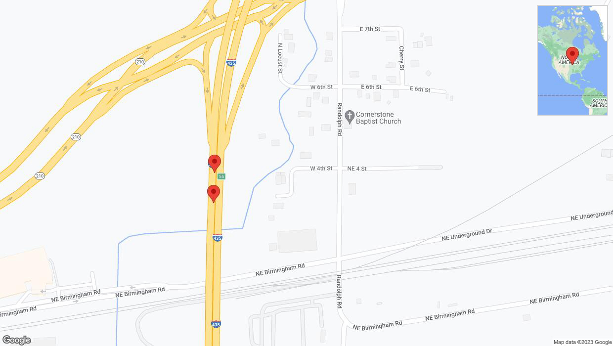 A detailed map that shows the affected road due to 'Broken down vehicle on southbound I-435 in Kansas City' on November 30th at 5:49 p.m.
