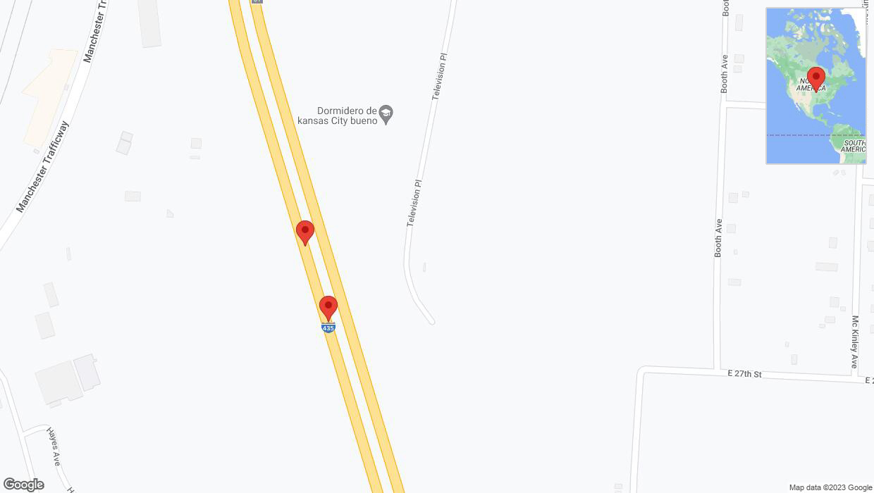 A detailed map that shows the affected road due to 'Broken down vehicle on southbound I-435 in Kansas City' on November 30th at 6:35 p.m.