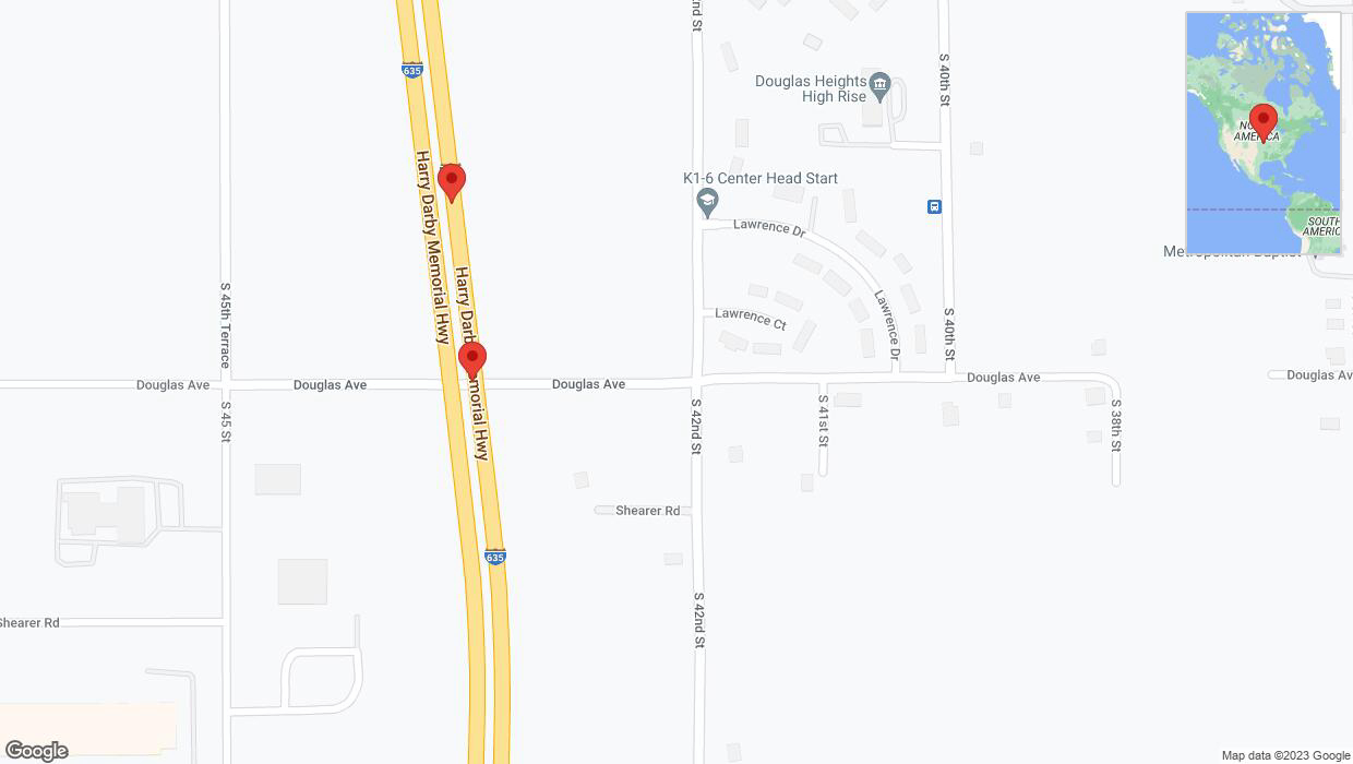 A detailed map that shows the affected road due to 'Broken down vehicle on northbound I-635 in Kansas City' on November 30th at 9:32 p.m.