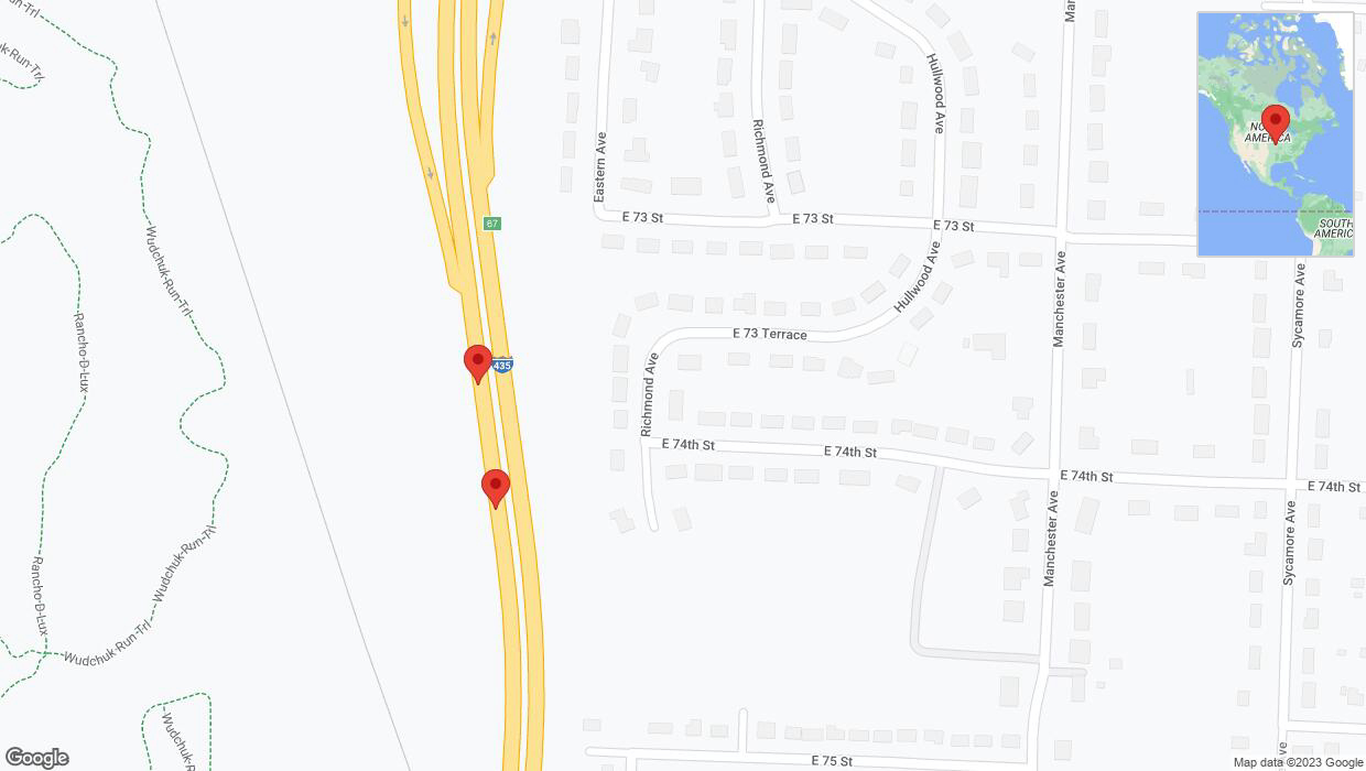 A detailed map that shows the affected road due to 'Broken down vehicle on southbound I-435 in Kansas City' on November 30th at 9:56 p.m.
