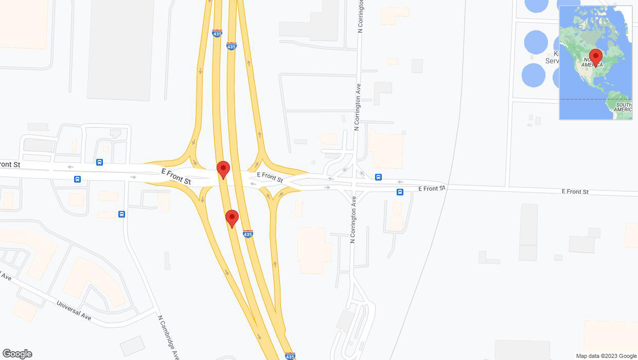 A detailed map that shows the affected road due to 'Broken down vehicle on southbound I-435 in Kansas City' on November 30th at 10:32 p.m.