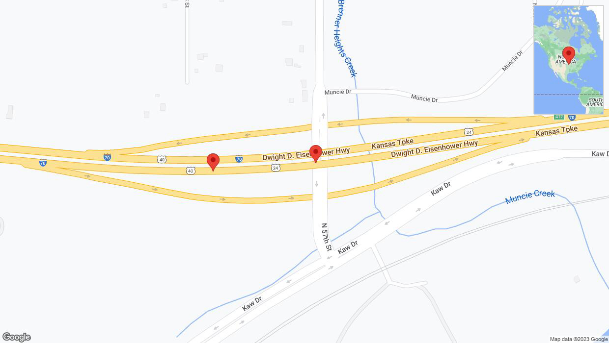 A detailed map that shows the affected road due to 'A crash has been reported on eastbound I-70' on November 30th at 11:29 p.m.