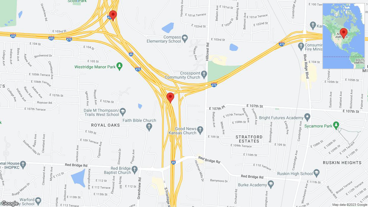 A detailed map that shows the affected road due to 'Crash reported on northbound I-40/US-71 in Kansas City' on December 1st at 1:38 p.m.