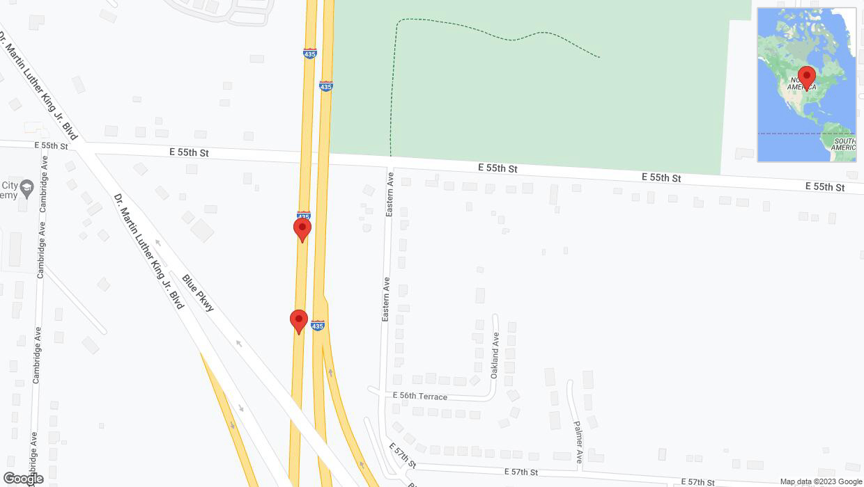 A detailed map that shows the affected road due to 'Broken down vehicle on southbound I-435 in Kansas City' on December 1st at 3:31 p.m.