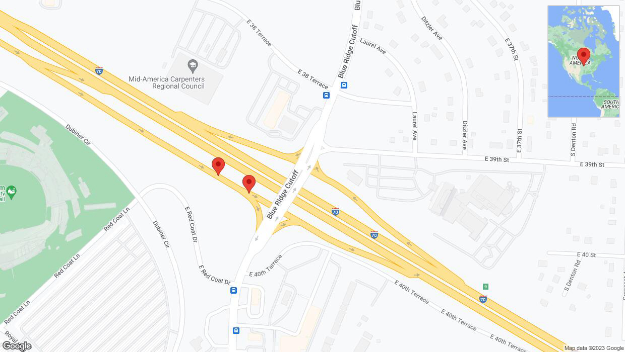 A detailed map that shows the affected road due to 'Broken down vehicle on the Dwight D. Eisenhower Highway in Kansas City' on December 1st at 4:07 p.m.
