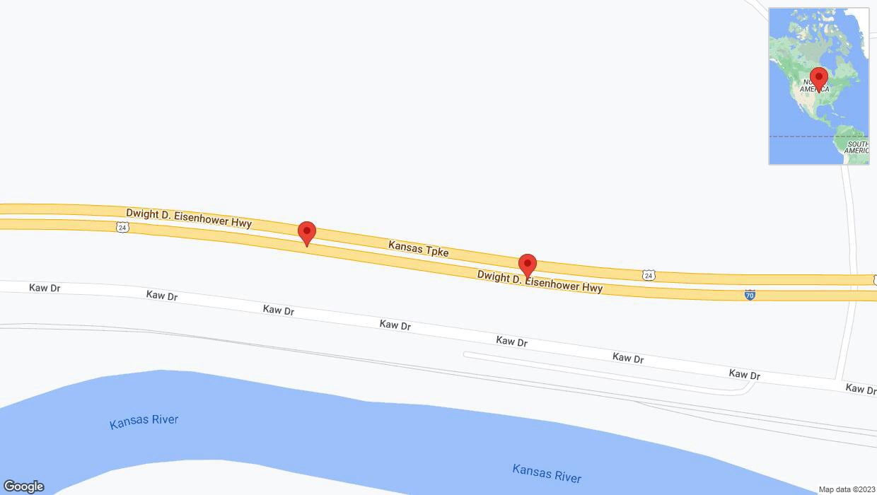A detailed map that shows the affected road due to 'Broken down vehicle on eastbound I-70 in Kansas City' on December 1st at 6:41 p.m.