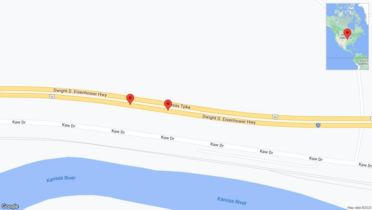 A detailed map that shows the affected road due to 'Broken down vehicle on eastbound I-70 in Kansas City' on December 1st at 6:47 p.m.
