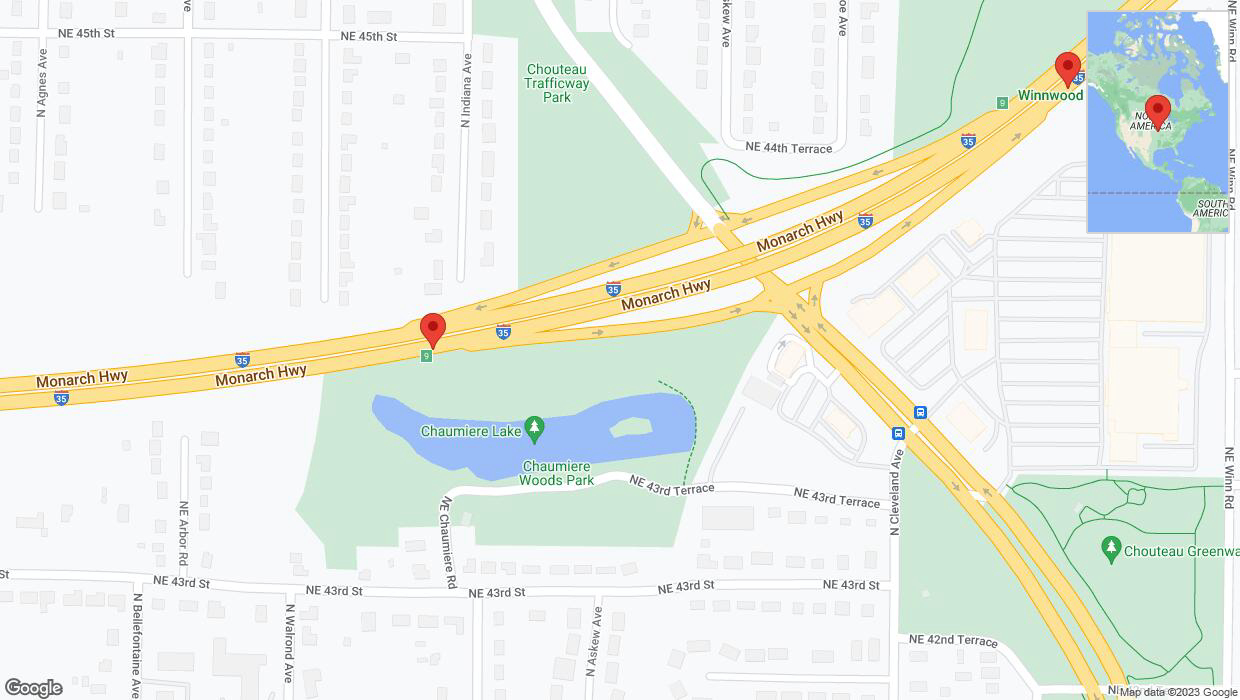 A detailed map that shows the affected road due to 'I-35 closed in Kansas City' on December 1st at 9:41 p.m.