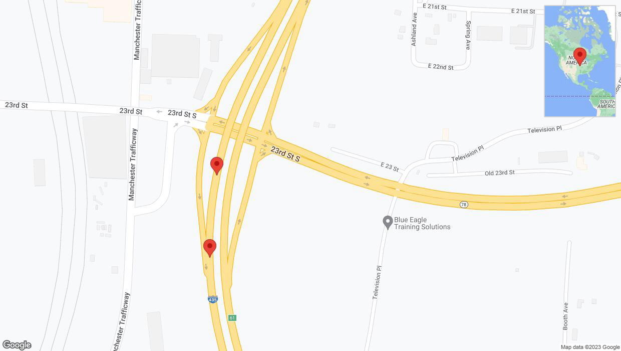 A detailed map that shows the affected road due to 'Broken down vehicle on southbound I-435 in Kansas City' on December 1st at 9:53 p.m.