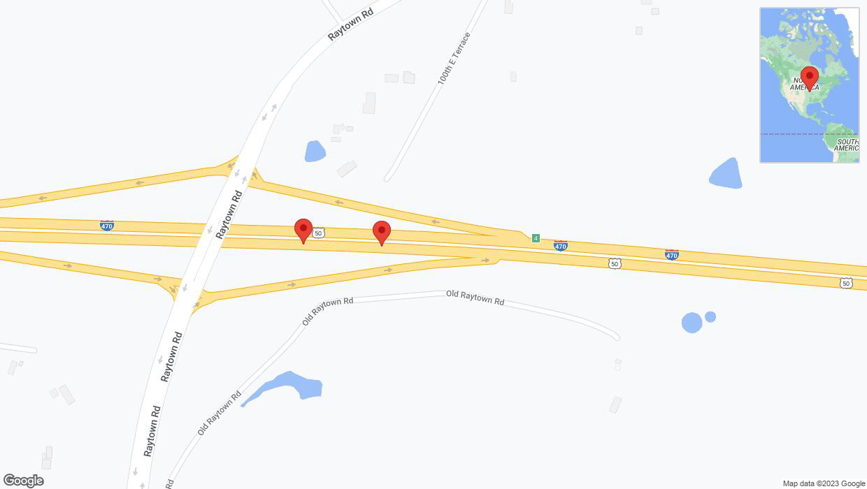 A detailed map that shows the affected road due to 'Broken down vehicle on eastbound I-470 in Kansas City' on December 1st at 11:35 p.m.