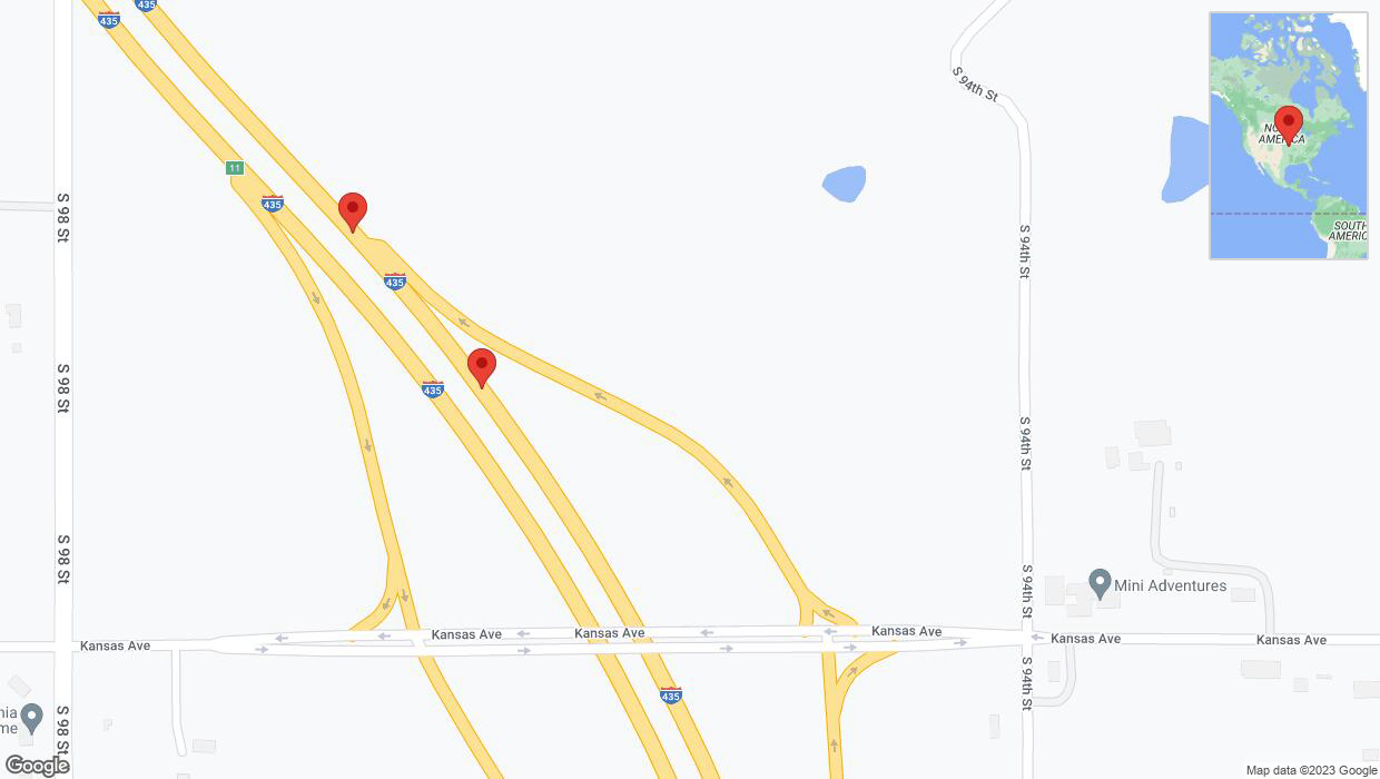 A detailed map that shows the affected road due to 'Broken down vehicle on northbound I-435 in Edwardsville' on December 3rd at 5:41 p.m.