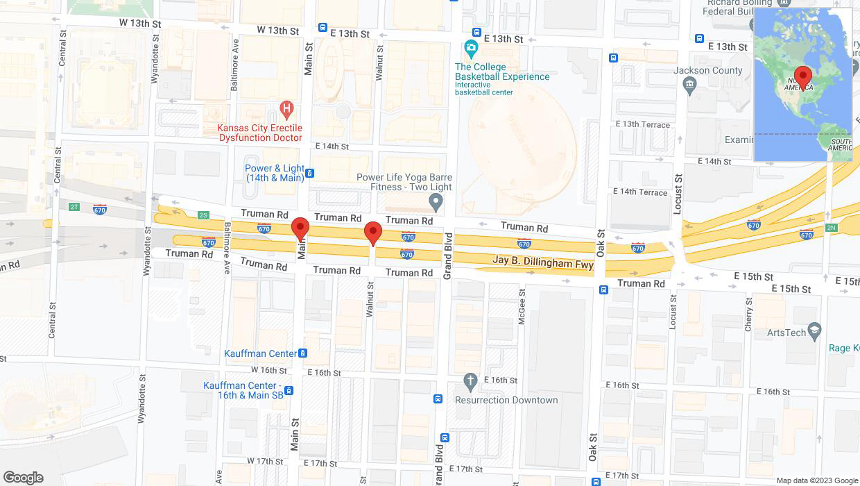 A detailed map that shows the affected road due to 'Broken down vehicle on eastbound I-670 in Kansas City' on December 4th at 12:21 p.m.