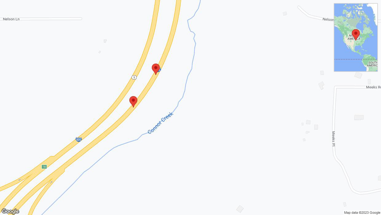 A detailed map that shows the affected road due to 'Broken down vehicle on northbound I-435 in Kansas City' on December 4th at 1:26 p.m.