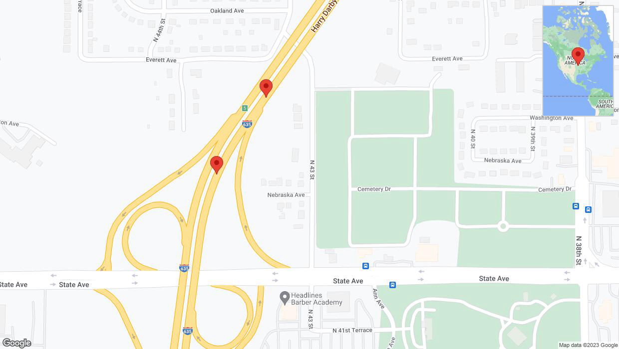A detailed map that shows the affected road due to 'Broken down vehicle on northbound I-635 in Kansas City' on December 4th at 2:50 p.m.
