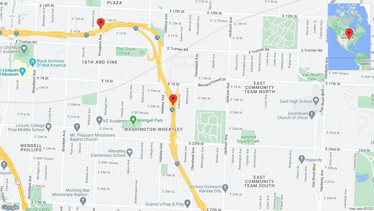 A detailed map that shows the affected road due to 'Incident on westbound I-70 in Kansas City' on December 4th at 2:44 p.m.