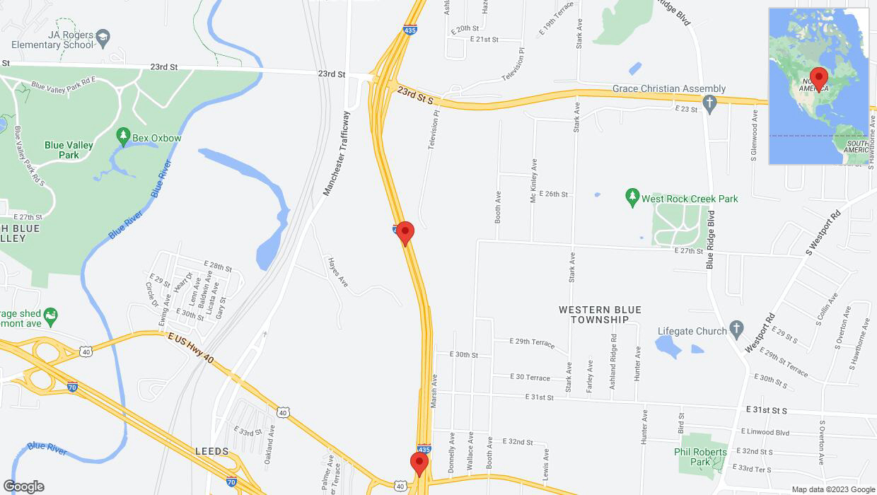 A detailed map that shows the affected road due to 'Warning in Kansas City: Crash reported on southbound I-435' on December 4th at 3:01 p.m.