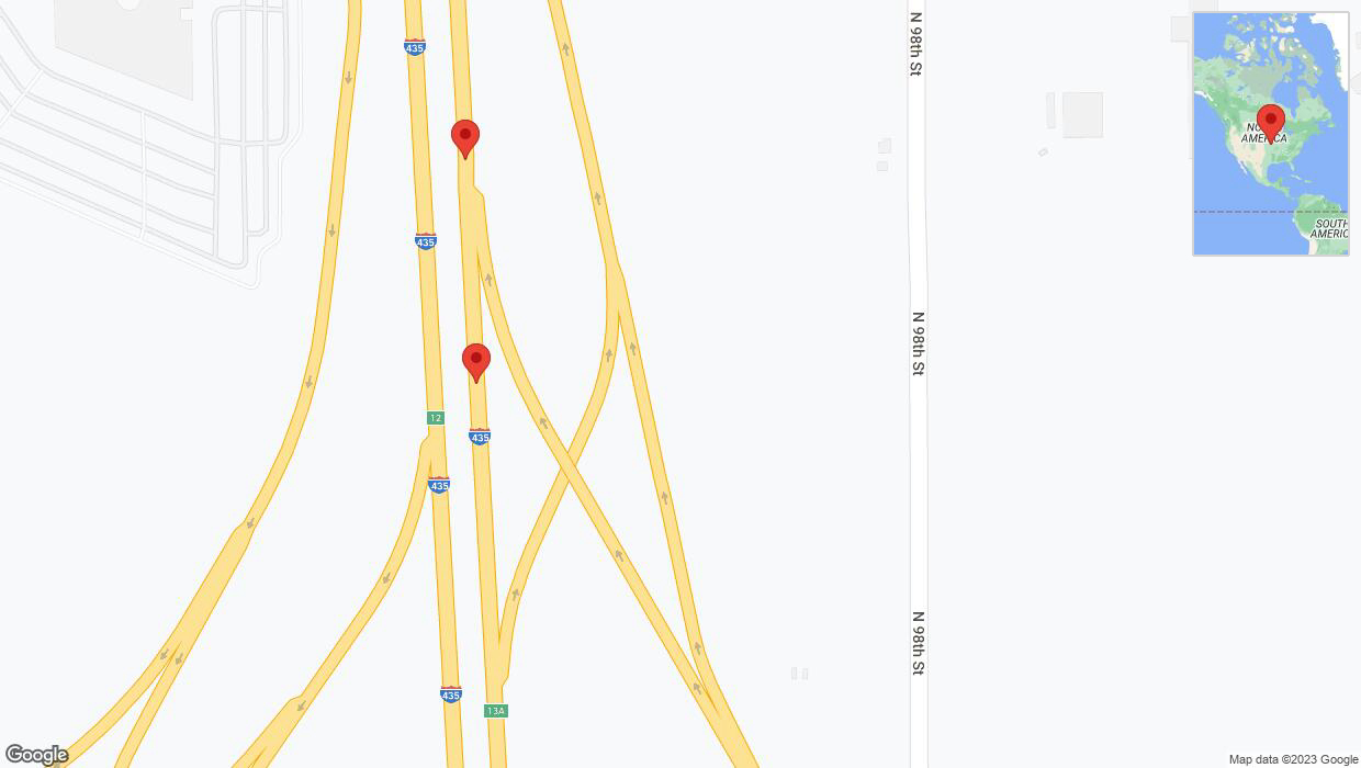 A detailed map that shows the affected road due to 'Broken down vehicle on northbound I-435 in Kansas City' on December 4th at 3:43 p.m.