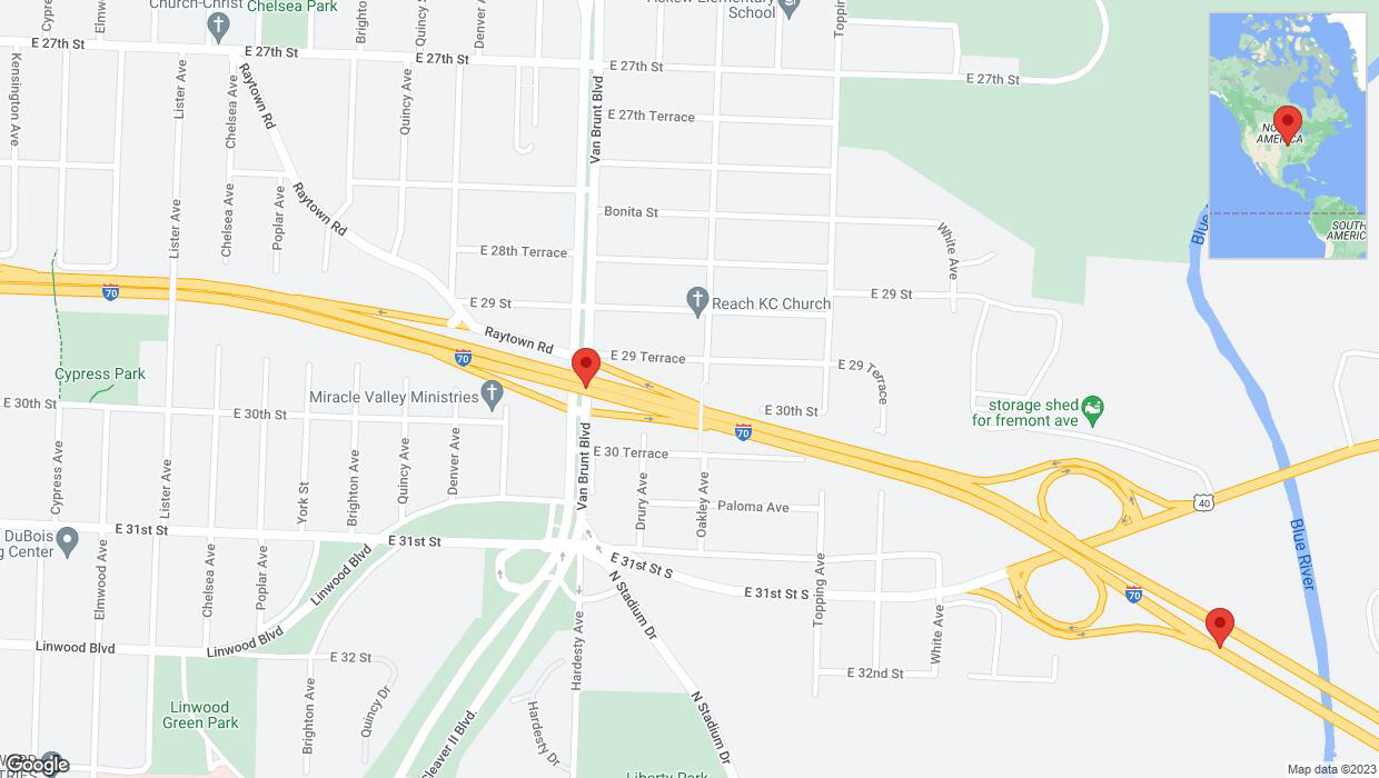 A detailed map that shows the affected road due to 'Reports of a crash on eastbound I-70' on December 4th at 5:35 p.m.