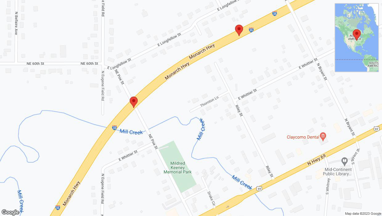A detailed map that shows the affected road due to 'Broken down vehicle on northbound I-35 in Kansas City' on December 4th at 6:41 p.m.