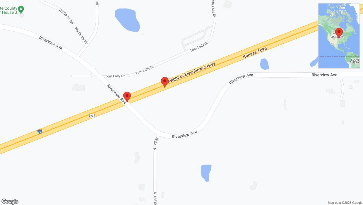 A detailed map that shows the affected road due to 'Broken down vehicle on eastbound I-70 in Bonner Springs' on December 4th at 7:11 p.m.