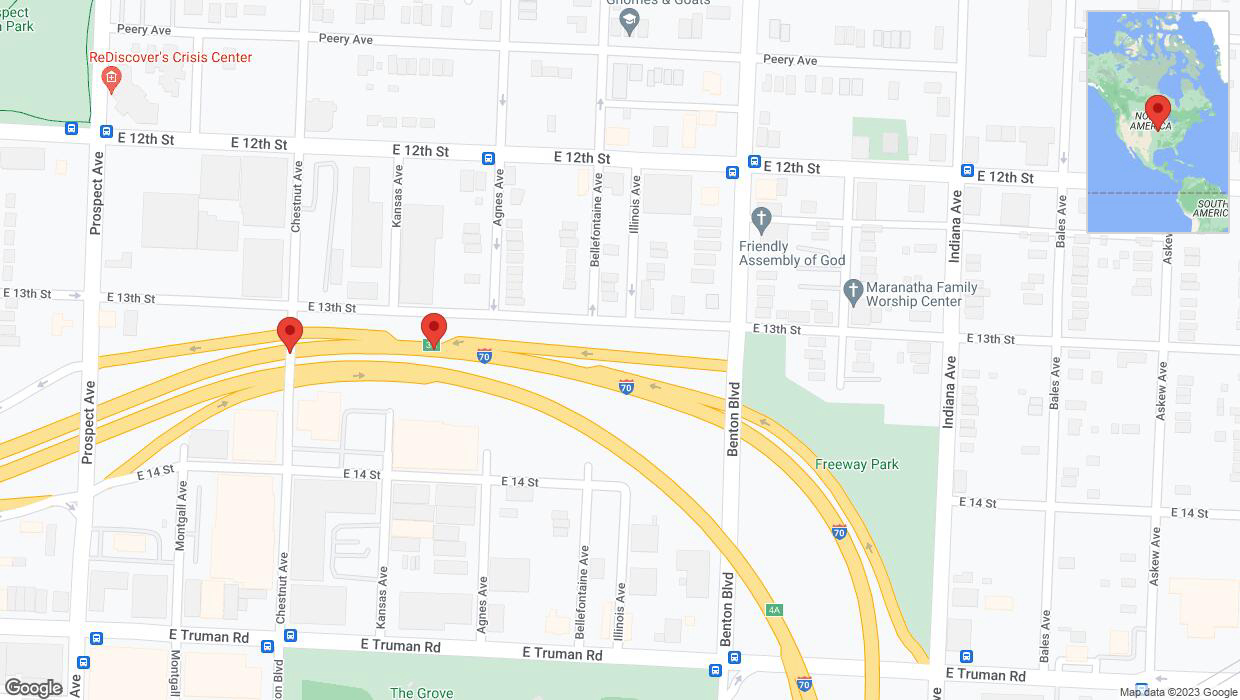 A detailed map that shows the affected road due to 'Broken down vehicle on westbound I-70 in Kansas City' on December 5th at 1:02 p.m.
