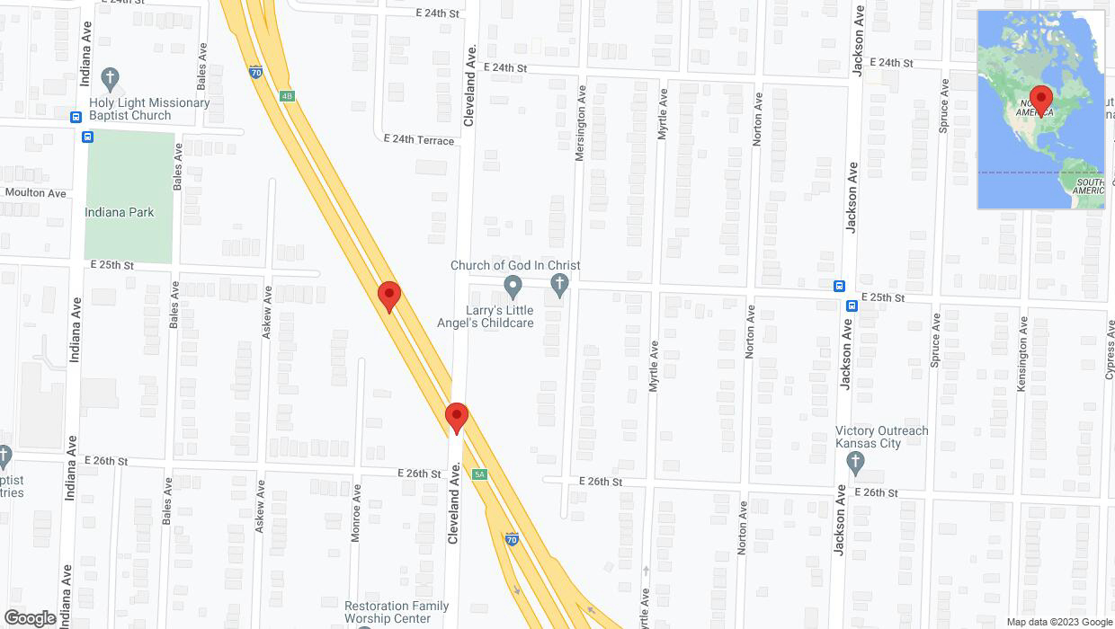 A detailed map that shows the affected road due to 'Broken down vehicle on eastbound I-70 in Kansas City' on December 5th at 2:19 p.m.