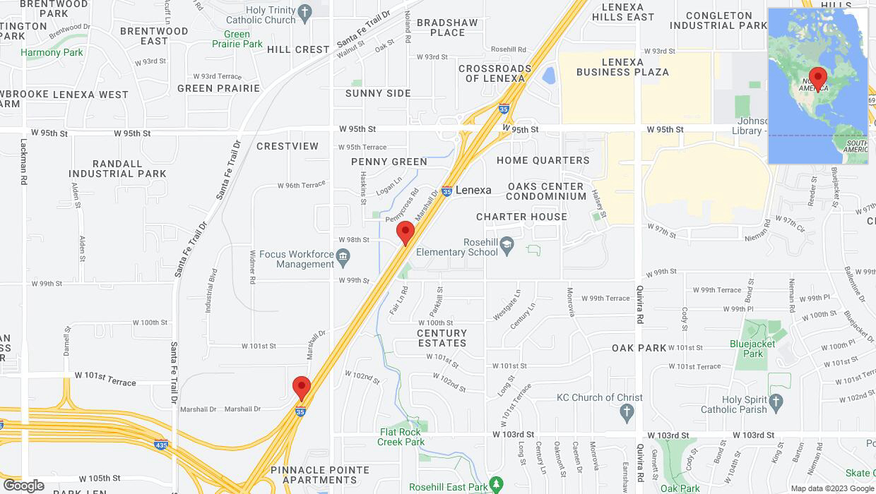 A detailed map that shows the affected road due to 'Lenexa: I-35 temporarily closed' on December 5th at 3:11 p.m.