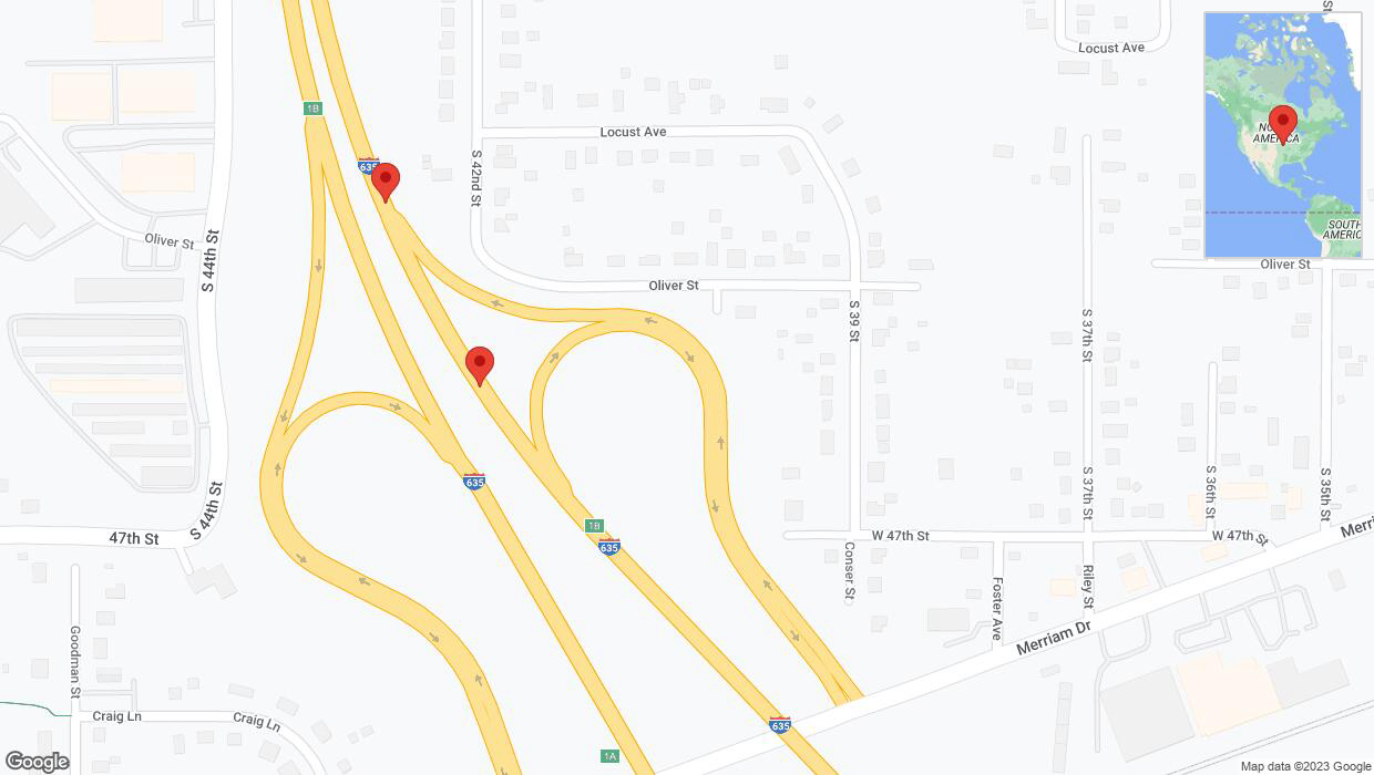 A detailed map that shows the affected road due to 'Broken down vehicle on northbound I-635 in Kansas City' on December 5th at 5:18 p.m.