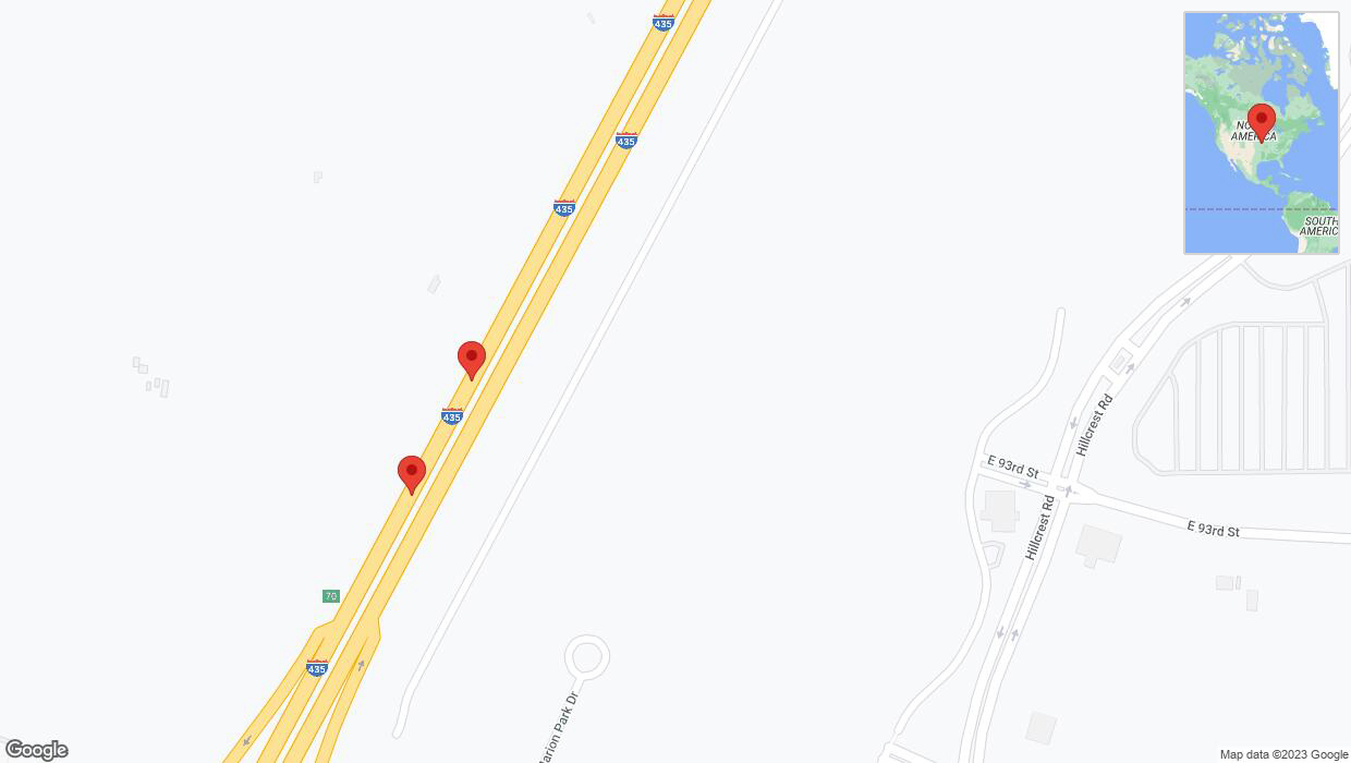 A detailed map that shows the affected road due to 'A crash has been reported on southbound I-435' on December 9th at 6:12 p.m.