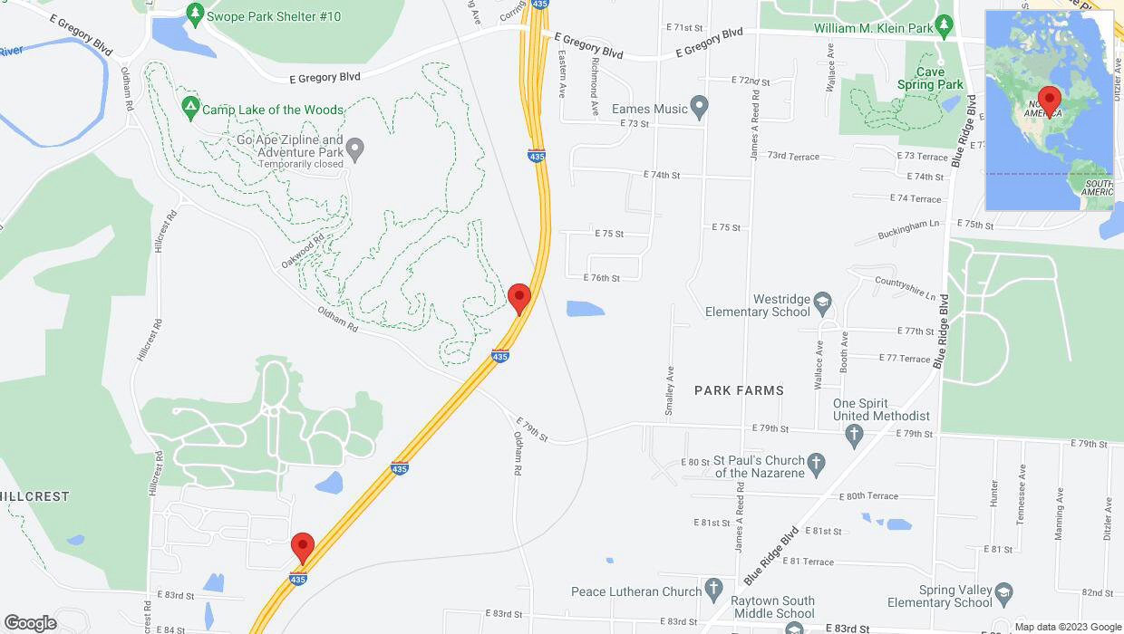 A detailed map that shows the affected road due to 'Crash update: I-435' on December 5th at 5:12 p.m.