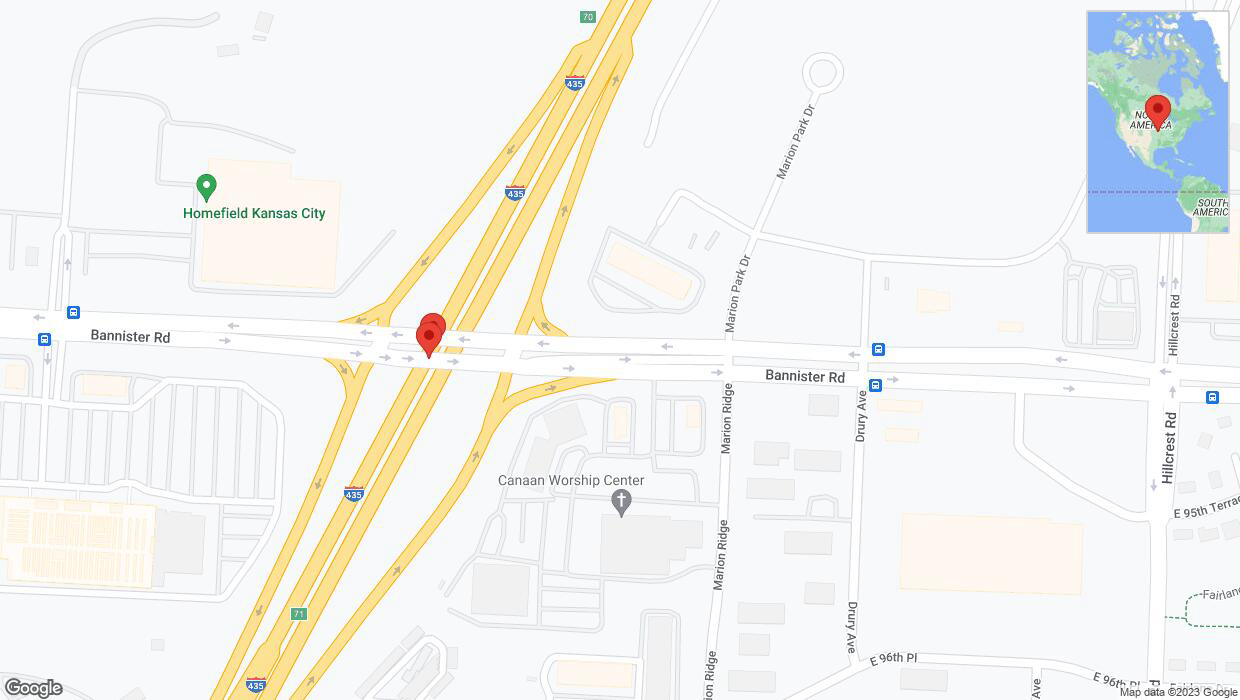 A detailed map that shows the affected road due to 'Broken down vehicle on southbound I-435 in Kansas City' on December 5th at 6:36 p.m.