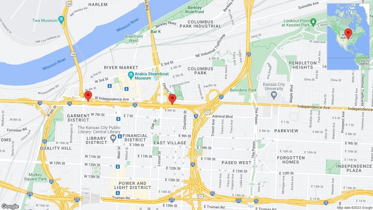 A detailed map that shows the affected road due to 'Incident on westbound I-70/I-35 in Kansas City' on December 5th at 7:12 p.m.