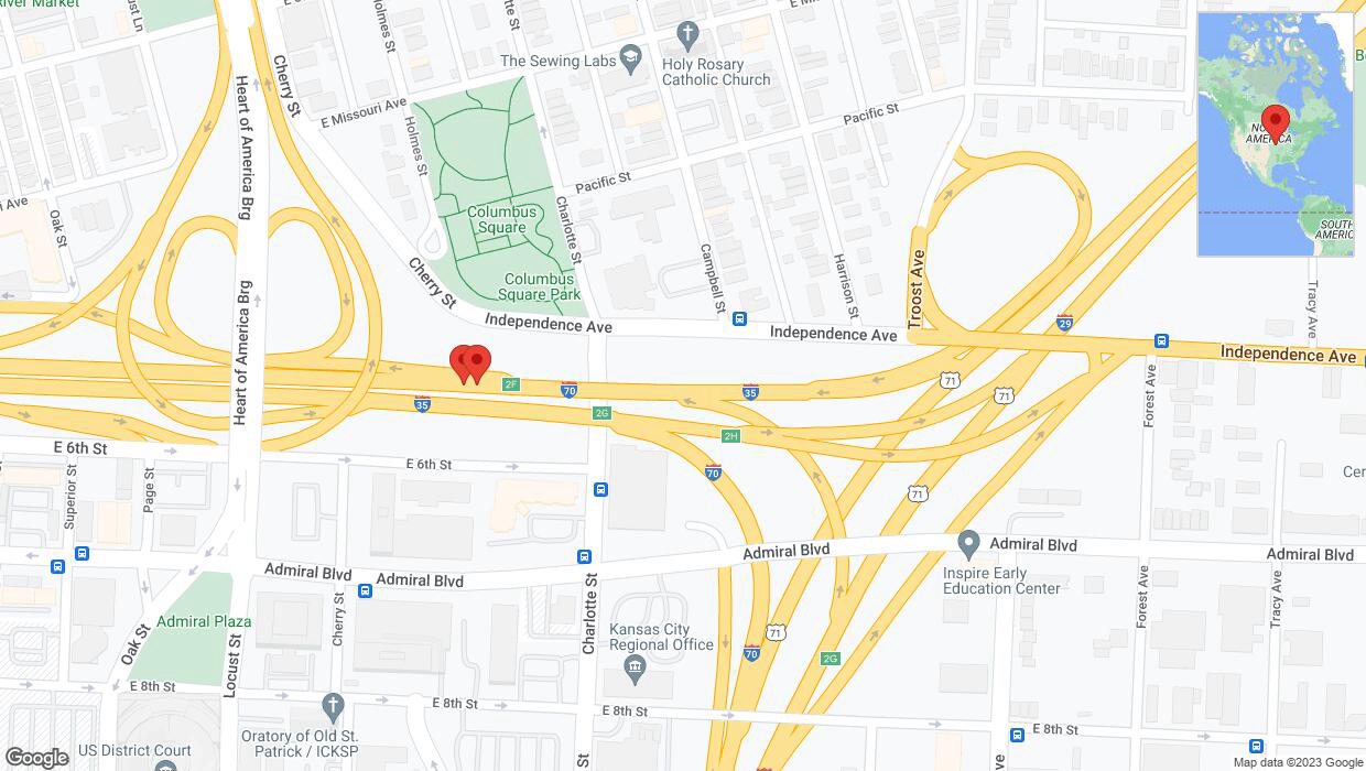 A detailed map that shows the affected road due to 'Incident on westbound I-35 in Kansas City' on December 5th at 7:12 p.m.