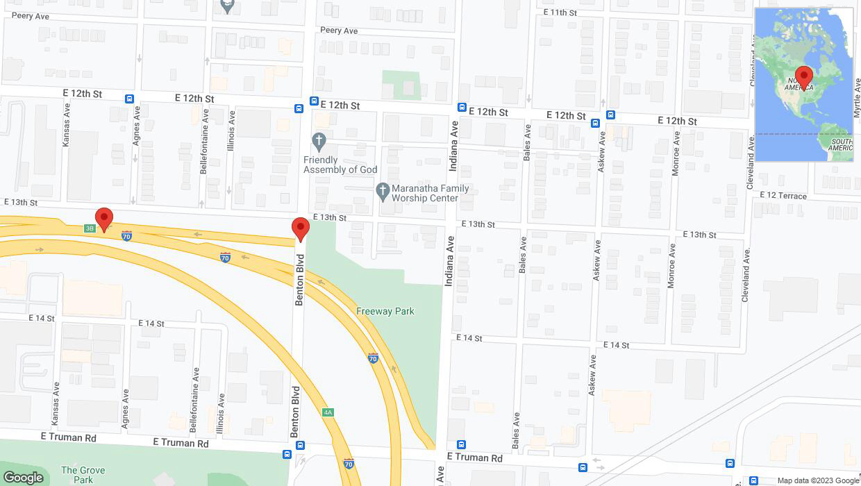 A detailed map that shows the affected road due to 'Benton Boulevard closed in Kansas City' on December 6th at 11:59 a.m.